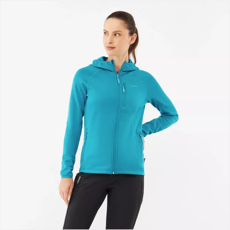 Hoodie Viking Jukon Lady S, moteriškas tarpinio sluoksnio megztinis su gobtuvu, žolės žalia, Polartec, dydis S