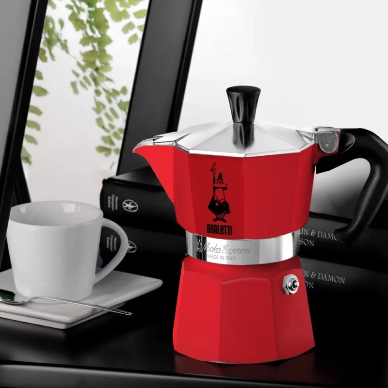 Rankinis moka puodas BIALETTI 4941 Raudona — aliuminio turkiško tipo kaitlentės kavos virimo aparatas, 0,05 l