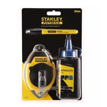 Kreidos linijos rinkinys STANLEY FATMAX 30 m, plastikinis korpusas, juoda/geltona (0-47-681)