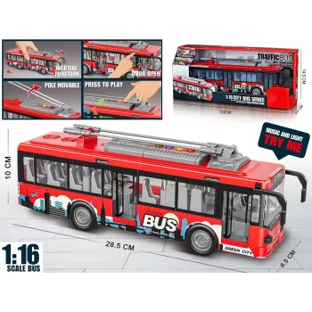 Žaislinis autobusas su šviesomis, garsu ir atidaromomis durelėmis Madej modelis 012865