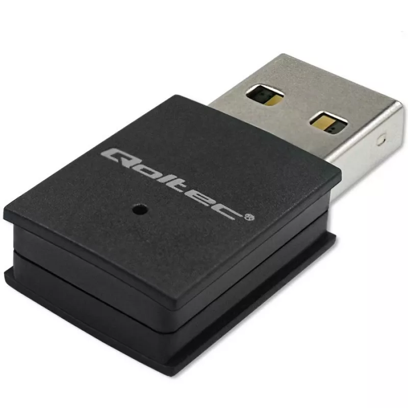 Belaidis mini USB Wi‑Fi adapteris QOLTEC 57007 — Vienos juostos 2,4 GHz, iki 150 Mbps, vidinė antena