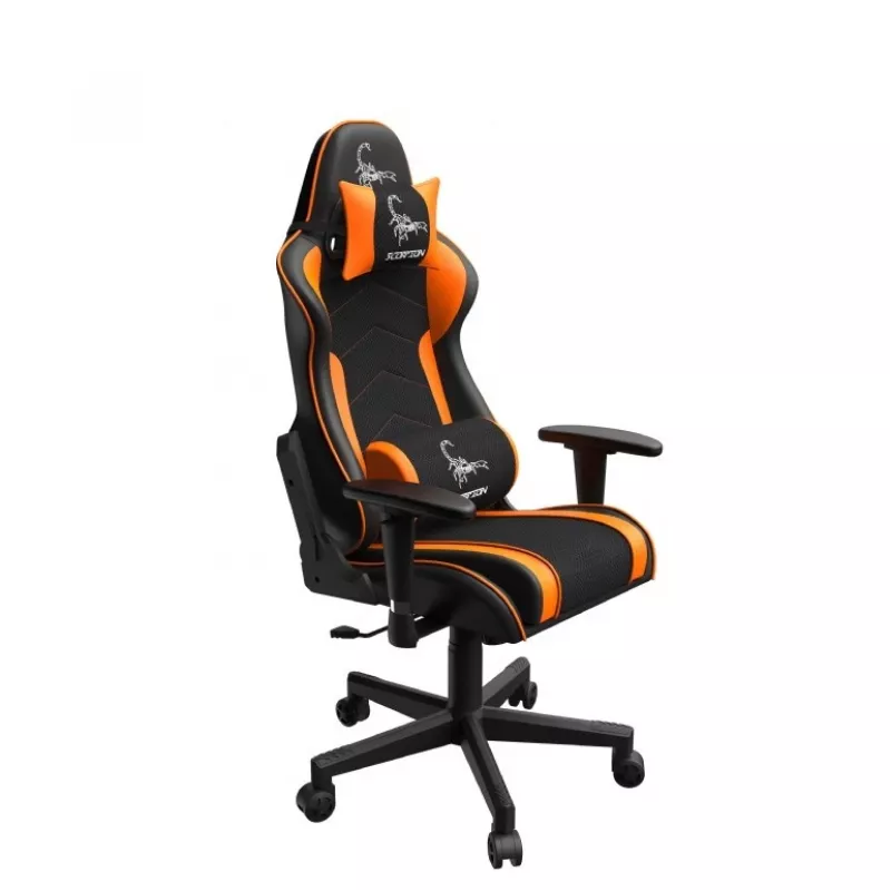 Žaidimų kėdė GEMBIRD GC-SCORPION-04X juodai oranžinė ergonomiško dizaino, reguliuojama sėdynė, aukšta atlošo dalis