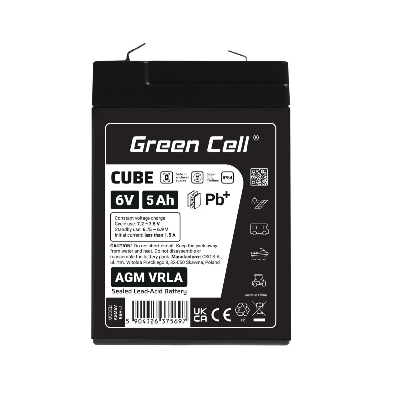UPS baterija Sandari švino rūgštinė Green Cell AGM6V5AH-J 6 V 5 Ah