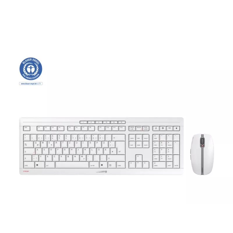 CHERRY Stream Desktop klaviatūra, pelė įtraukta, biurui, belaidė RF, QWERTZ, vokiečių, balta