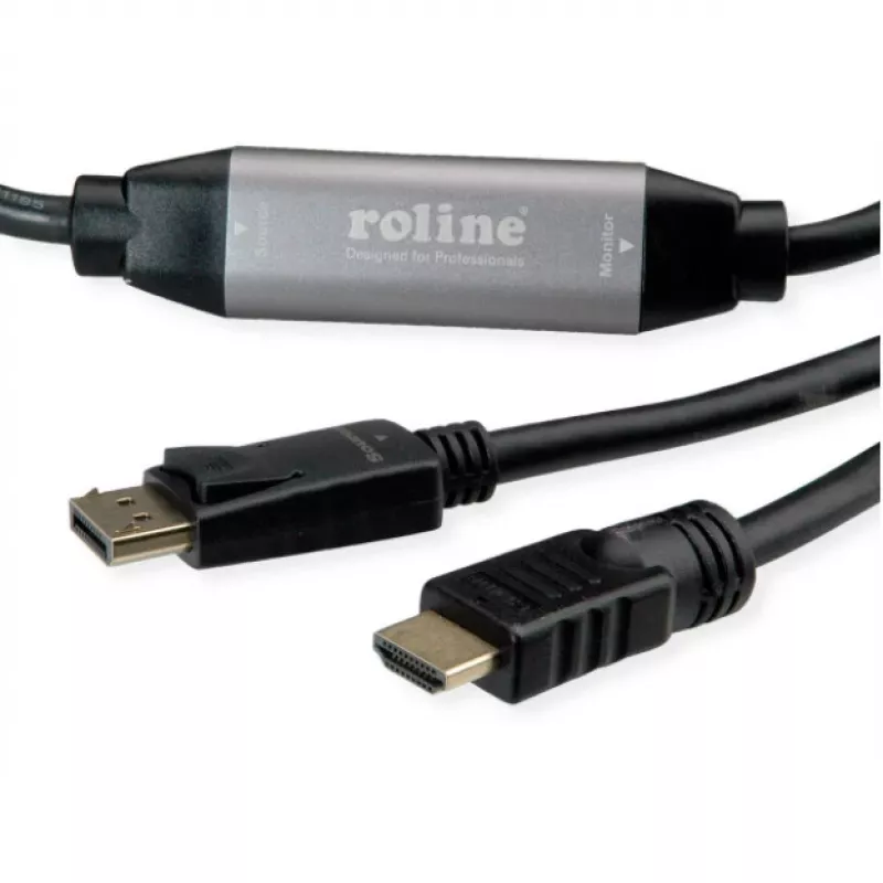 Vaizdo kabelio adapteris ROLINE 11.04.5776 7,5 m HDMI A tipo DisplayPort juodas