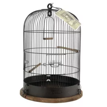 Paukščių narvas ZOLUX Retro Lisette — metalinis narvas mažiems paukščiams, Ø38 cm, aukštis 55 cm, tamsiai ruda, su sūpuoklėmis