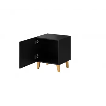 Naktinių staliukų rinkinys cama meble PAFOS, 2 vnt., 45×40×51 cm, matinė juoda, MDF / medžio drožlių plokštė