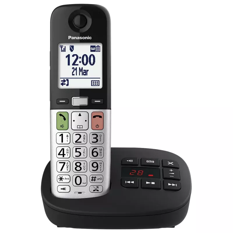 DECT telefonas Panasonic KX-TGU430 belaidis ragelis, garsiakalbis, skambintojo ID, 2,4 colio ekranas, 1000 įrašų telefonų knyga, pilka/juoda