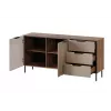 Komoda cama meble ALMERA 156×42×75 cm, riešutmedžio/kašmyro spalvos, 3 stalčiai, medžio drožlių plokštė