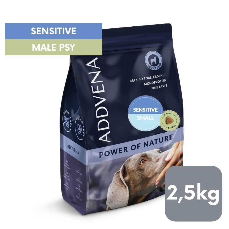 ADDVENA Power of Nature Adult Sensitive Small Lamb - sausas šunų ėdalas - 2,5kg