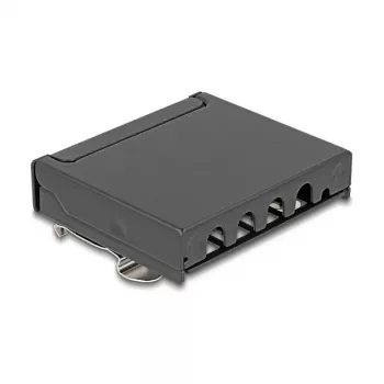 Patch panel DELOCK Mini Desktop RJ45 4-port Cat.6A shielded juodas, metalinis, 90×22×93 mm