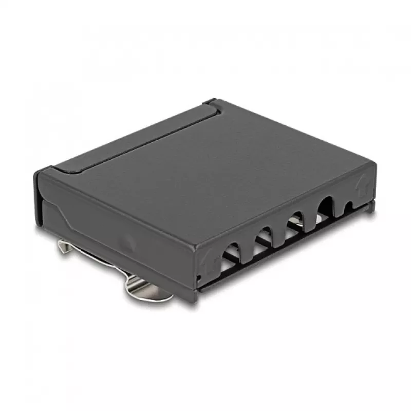 Patch panel DELOCK Mini Desktop RJ45 4-port Cat.6A shielded juodas, metalinis, 90×22×93 mm