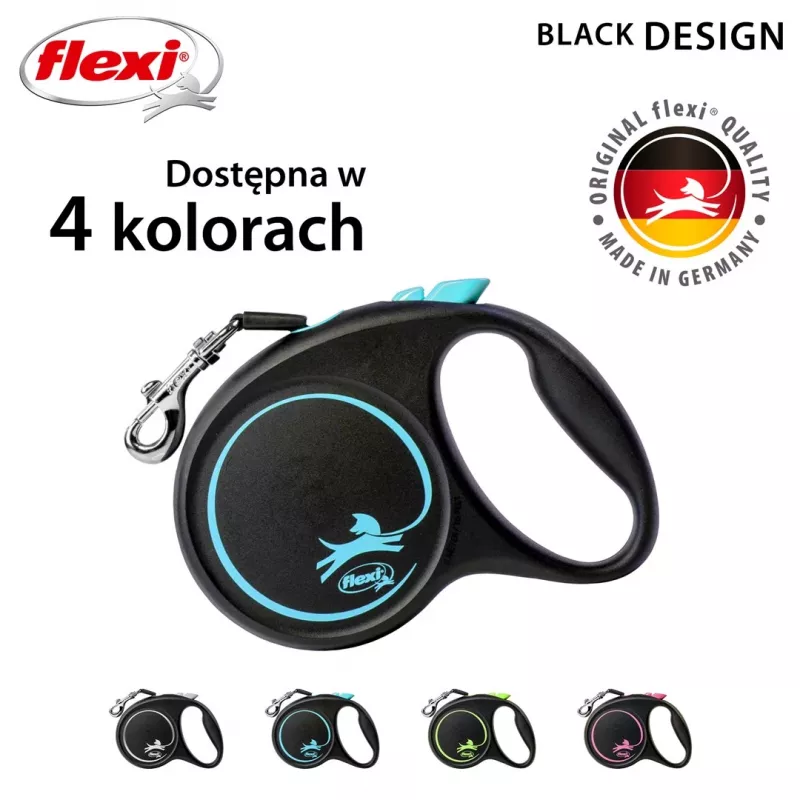 Ištraukiamas šunų pavadėlis Flexi flexi Juoda Design M — 5 m ilgio, juostinis, maks. apkrova 25 kg, ergonomiška rankena