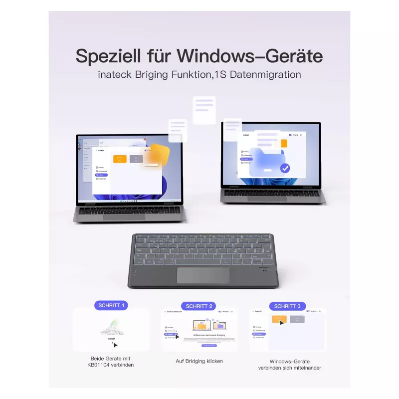 inateck klaviatūra Surface pilka, Sureface GO 1-4 Com. QWERTZ