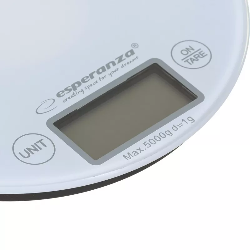 Elektroninės virtuvės svarstyklės ESPERANZA EKS003W, 5 kg talpa, 1 g tikslumas, grūdintas stiklas, jutiklinis valdymas