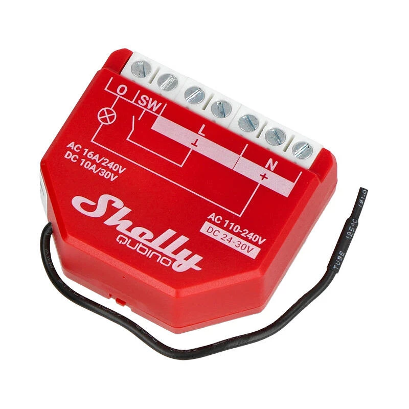 Išmanusis jungiklis Shelly W 1PM plastikinis 16A 110–240 V, Z‑Wave, 868,4 MHz, raudonas, 42×37×16 mm