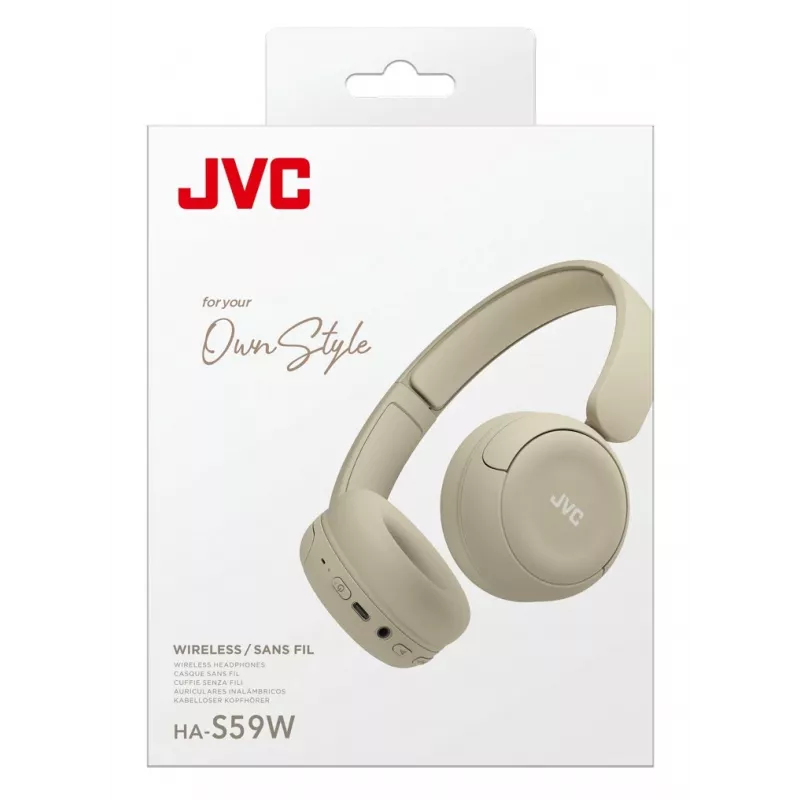 JVC HA-S59W ausinės su mikrofonu laidinės ir belaidės ant galvos muzikai / kasdienai USB Type-C Bluetooth smėlio spalvos