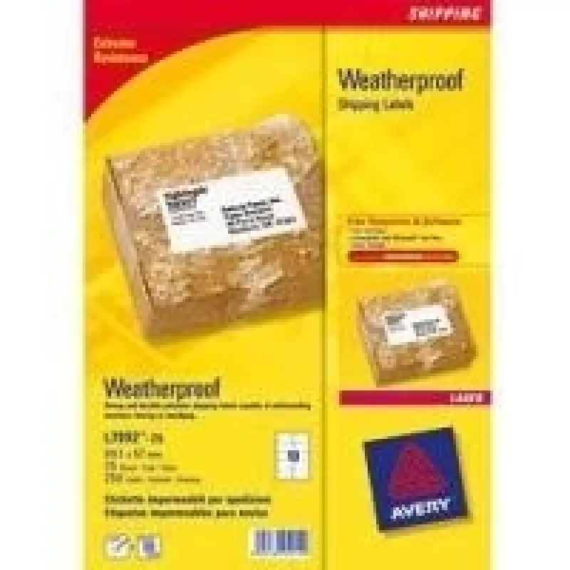 Siuntimo etiketės Avery L7992-25 atsparios oro sąlygoms lipnios baltos