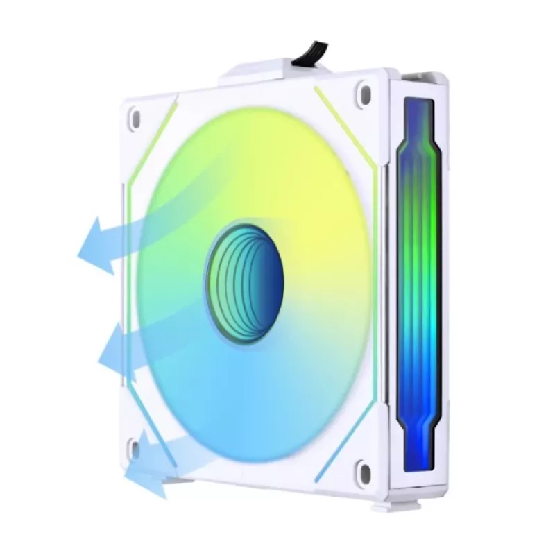 120 mm Lian Li UNI FAN SL-INF belaidis ARGB PWM — baltas, modulinė magnetinė ventiliatorių sistema