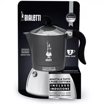 Indukcinė kaitlentės kavos virimo aparatas BIALETTI FIAMMETTA 2 puodeliams, pilka