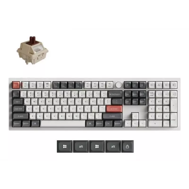 Mechaninė pilno dydžio klaviatūra Keychron Q6 Ultra 8K — USB, RF belaidė, Bluetooth, RGB, balta