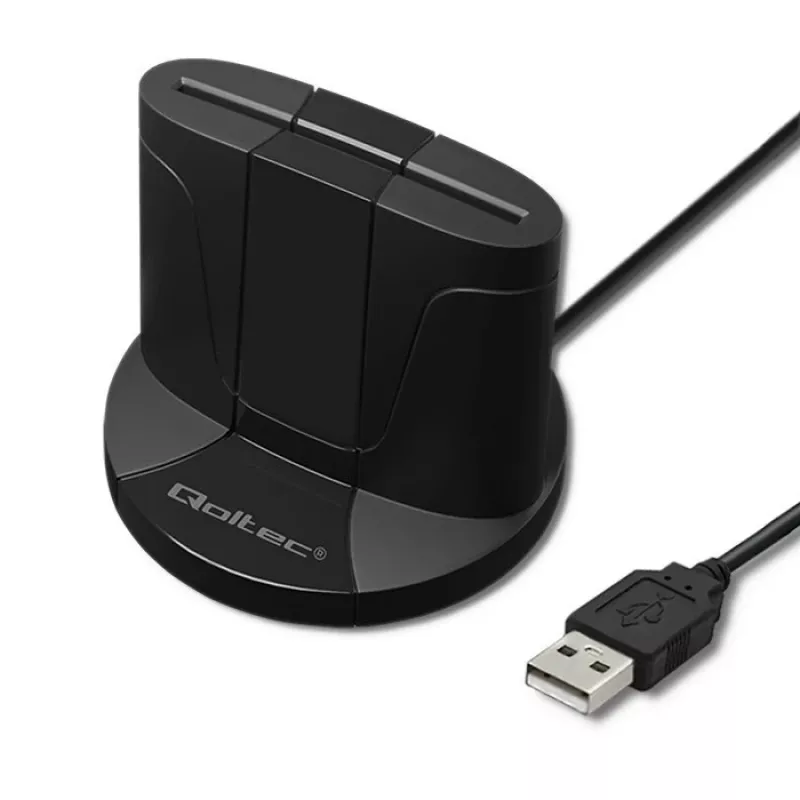 Universalus išmaniųjų kortelių skaitytuvas Qoltec 50632 USB 2.0 juodas 1m laidas