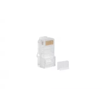 LANBERG RJ-45 laido jungtis PLU-6000, skirta Cat6 U/UTP kabeliams, permatoma / balta, pakuotė po 100 vnt.