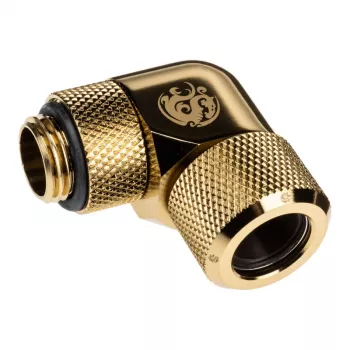 Bitspower Advanced Multi-Link Adapter Connector 90 laipsnių G1/4 colio AG į 12mm AD kietąjį vamzdelį - pasukamas, žalvarinis