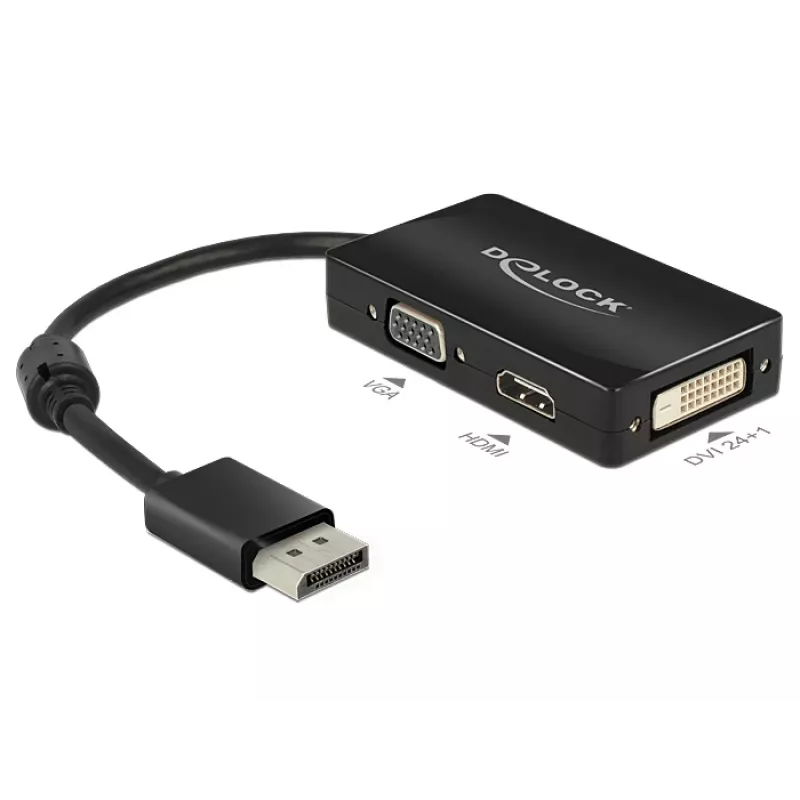 DeLOCK 0,16 m DisplayPort/VGA+HDMI+DVI VGA (D-Sub)+ HDMI + DVI juoda