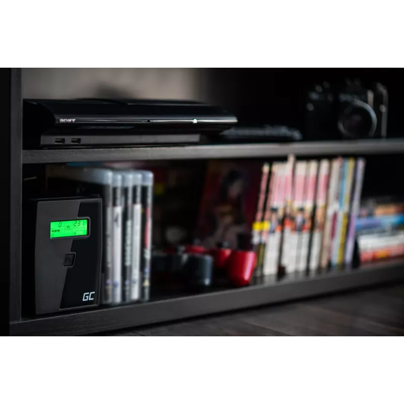 Nepertraukiamo maitinimo šaltinis Green Cell UPS02 0,8 kVA (480 W) linijinis-interaktyvus, LCD, 2x F tipo lizdai, USB-B, RJ-45, RJ-11