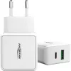 ANSMANN HC218PD - maitinimo blokas - 18 vatų - 3000 mA - PD, QC 3.0 - 2 išvesties prievadai (USB, USB-C) - balta (1001-0111)