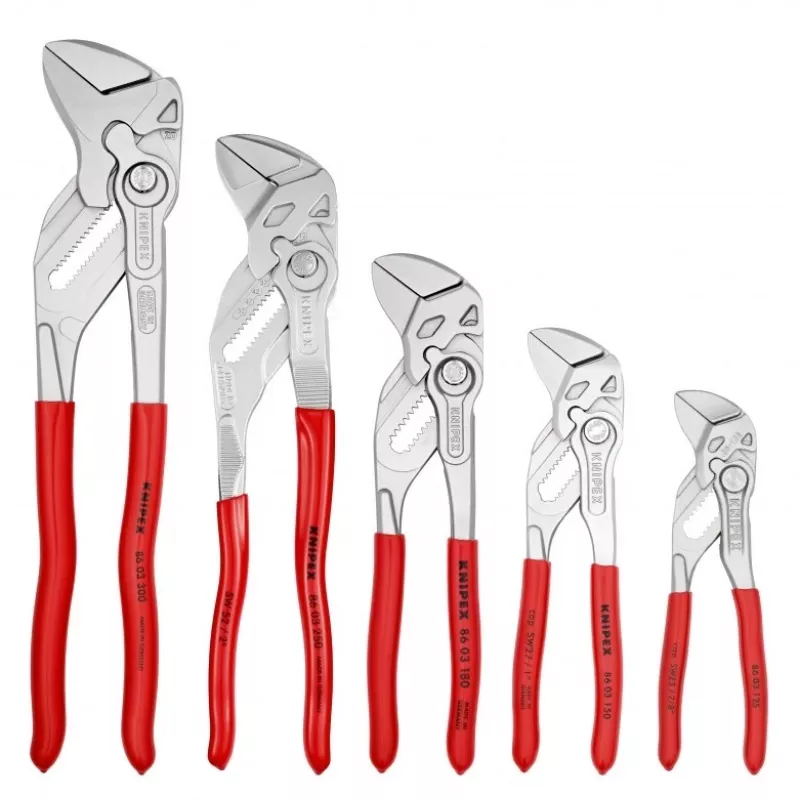 KNIPEX 5 vnt. plieninių replių-veržliarakčių rinkinys 125/150/180/250/300 mm
