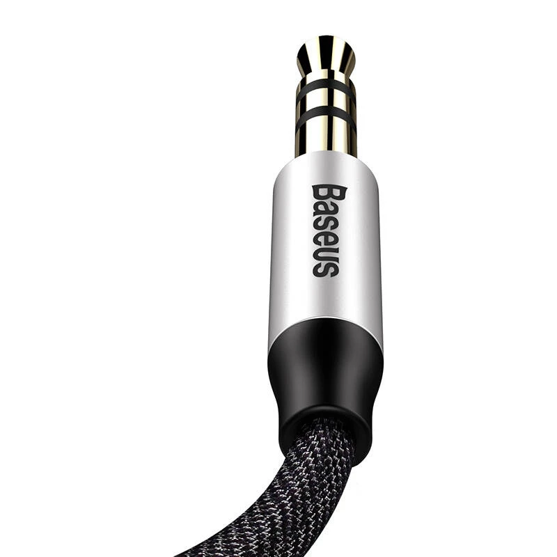 Baseus Yiven garso laidas 3,5 mm kištukas M30 1,5 m sidabrinis + juodas