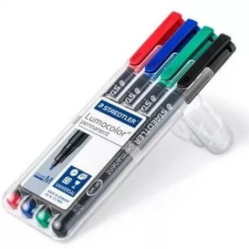 Nuolatinis žymeklis Staedtler Lumocolor 317 WP4 juoda mėlyna žalia raudona