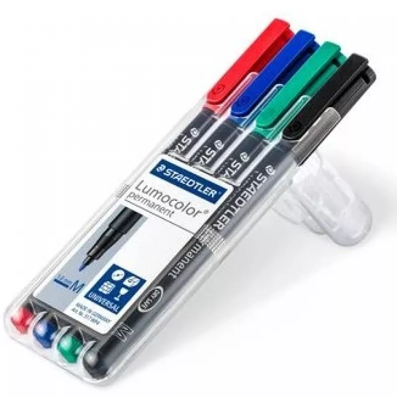 Nuolatinis žymeklis Staedtler Lumocolor 317 WP4 juoda mėlyna žalia raudona