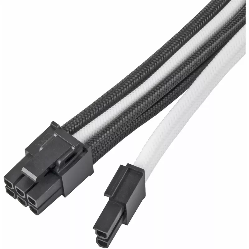 Maitinimo ilginimo kabelis SidabrinėSTONE PP07E 8 kontaktų PCIe 30 cm (juoda/baltas)