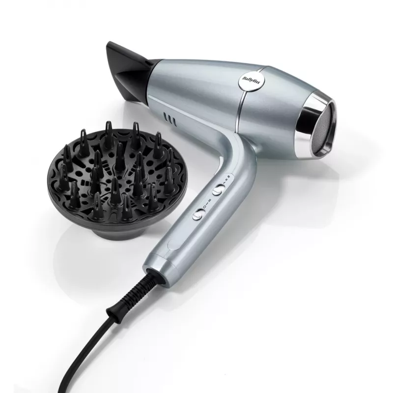 Plaukų džiovintuvas BABYLISS D773DE 2100 W, joninis, 3 šilumos / 2 greičiai, šalto oro pūtimas, 2 antgaliai, metalinis