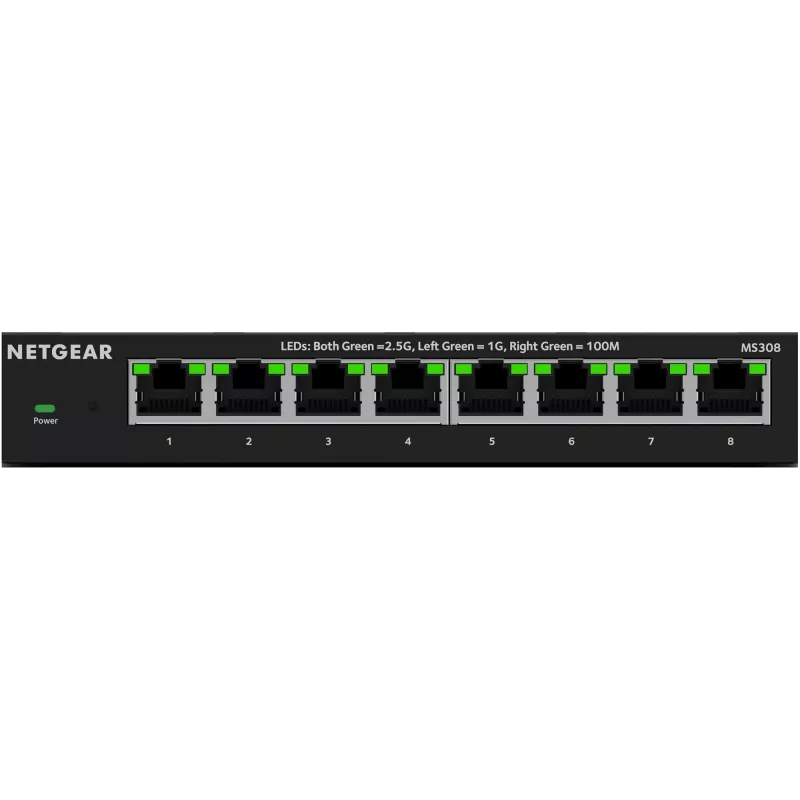 NETGEAR MS308 Nevaldomas 2.5G Ethernet (100/1000/2500) Juodas