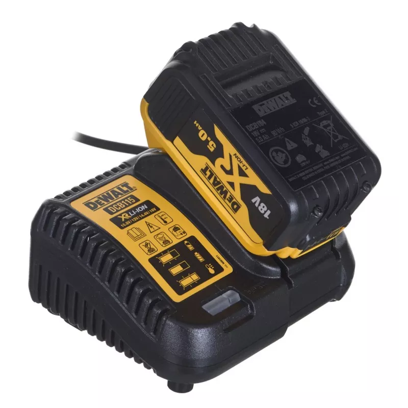 Grandininis pjūklas DeWalt DCM565P1 — belaidis, 30 cm juosta, 5 Ah baterija, 0,12 L alyvos bakelis