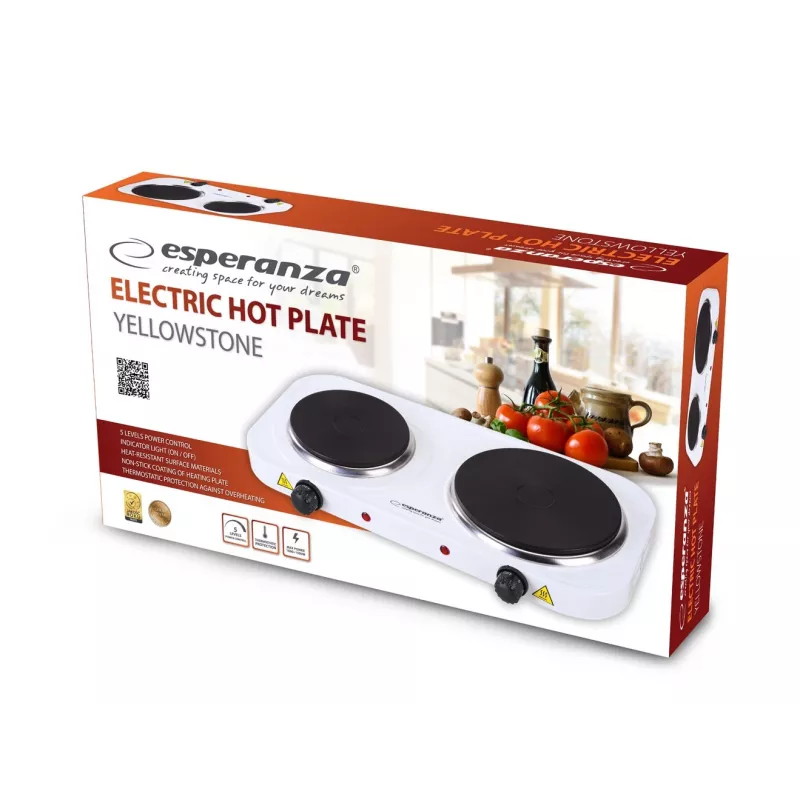 Esperanza EKH014W elektrinė viryklė 2 zonos, balta