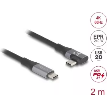 USB laidas DeLOCK 81132 2 m USB C juodas 20 Gbit/s