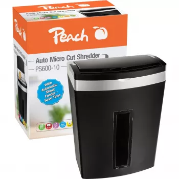 Peach PS600-10 popieriaus smulkintuvas Mikro pjovimo smulkinimas 63 dB Juoda, Sidabrinė