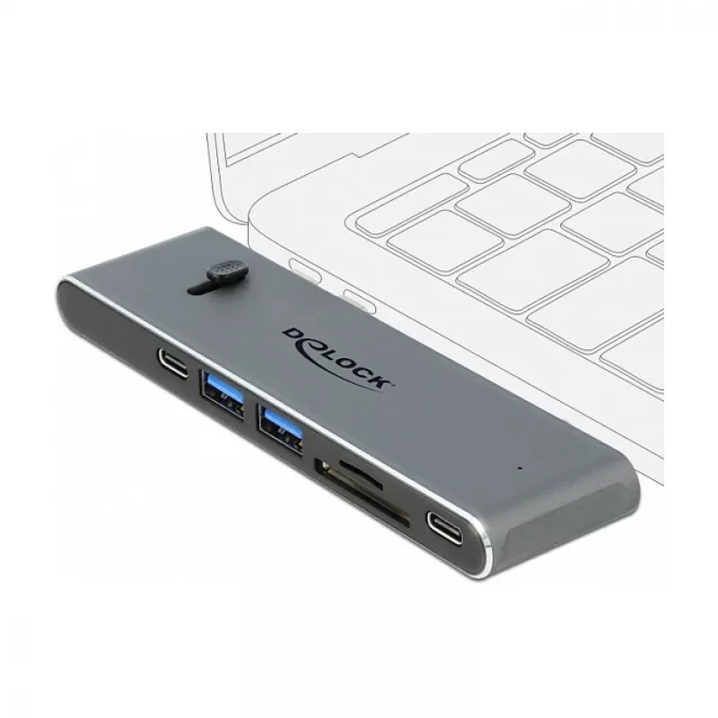 Docking Station DeLOCK Dual USB Type-C su HDMI USB 3.2 SD PD 3.0