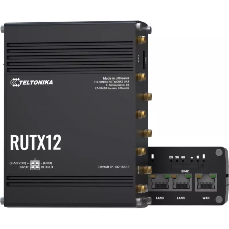 Teltonika RUTX12DUAL LTE CAT 6 pramoninis korinis maršrutizatorius