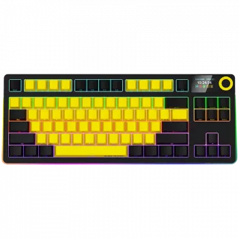 LORGAR KBP70TKLW, Belaidė TKL mechaninė žaidimų klaviatūra Pro, juoda/geltona, EN išdėstymas