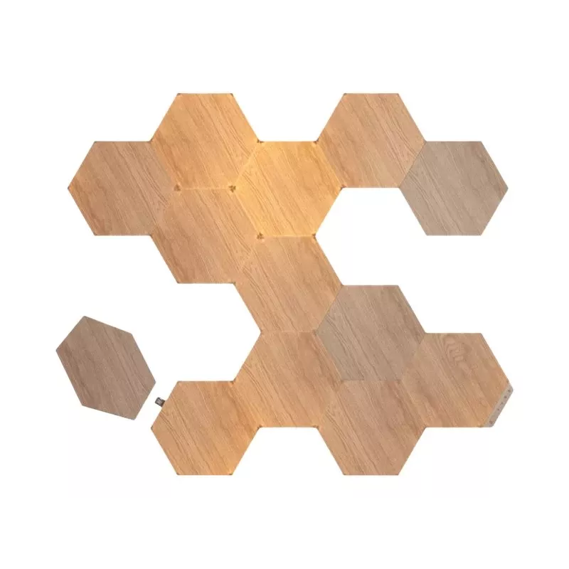 Nanoleaf | Elements Wood Look Hexagons pradinis rinkinys (13 plokščių) | Šalta balta + Šilta balta