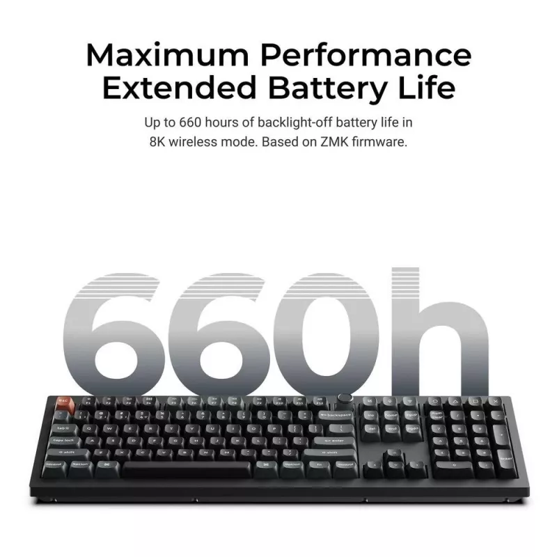 Mechaninė klaviatūra Keychron V6 Ultra 8K — Pilno dydžio 100% QWERTY, Bluetooth, RGB, juoda