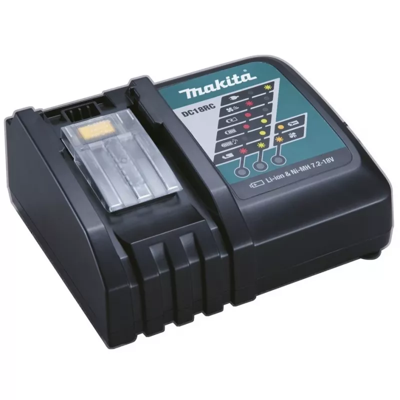 Makita DC18RC – akumuliatoriaus įkroviklis – 1 x akumuliatoriaus įkrovimas – skirtas Makita DCS553, DGA514, DGA901, DHP453, DHP482, DHS630, DLW140, DLX3179, DML815, LXT DBN500 (DC18RC)