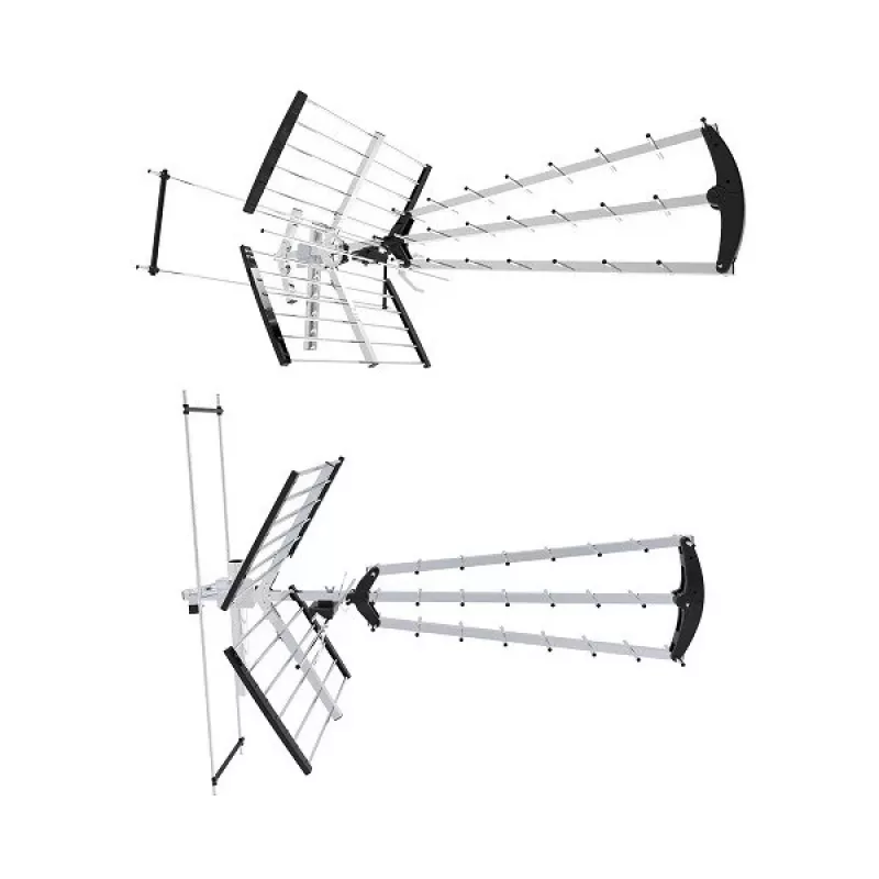 Lauko/vidaus DVB-T antena LIBOX LB2000 su 69 dB stiprintuvu, dviguba poliarizacija, 174–790 MHz, aliuminis/juoda