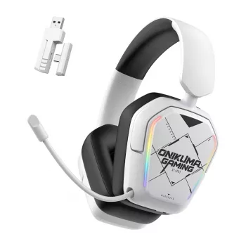 Laidinės/belaidės ausinės Onikuma GT883 baltos — Bluetooth ir laidinis ryšys, ant ausies dizainas